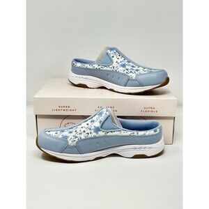 Easy Spirit Traveltime Blue Leather Slip on Mule Clogs Shoes Women's Size 8.5W